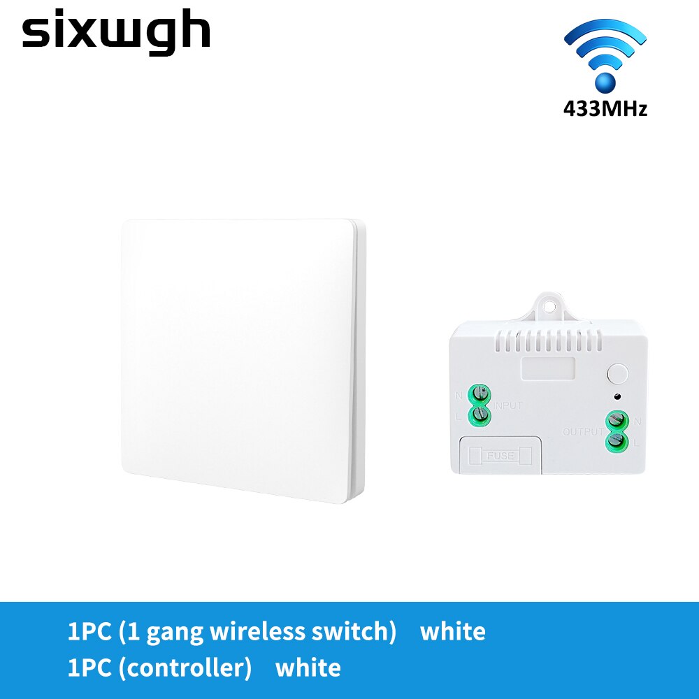 SIXWGH Wireless Switch 1/2 Gang 2 Way Waterproof Push Button Switch No Battery Self-powered Remote Control Light Switch: 1gang 1Receiver