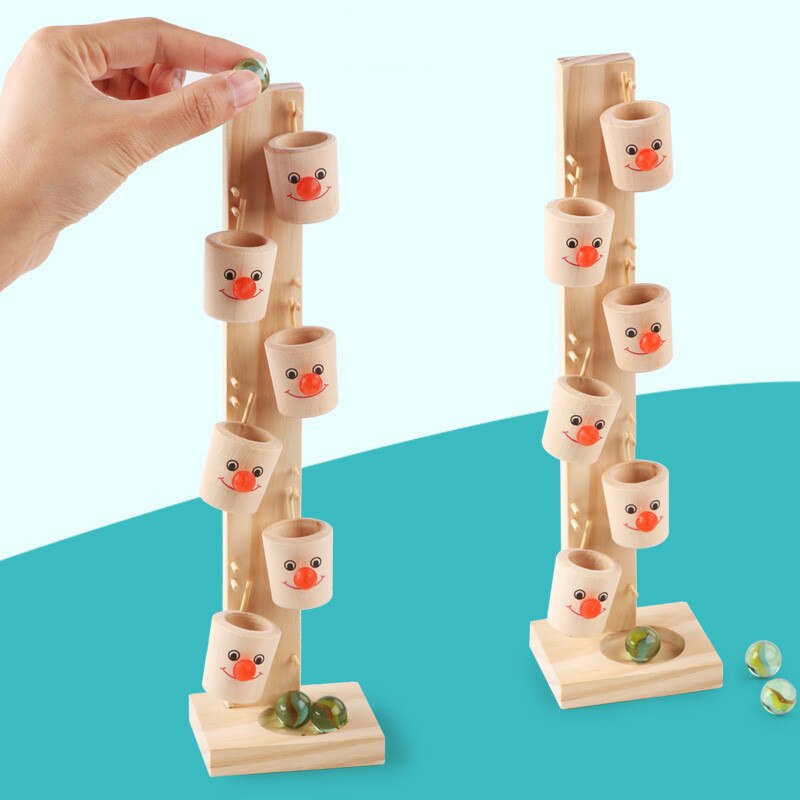 Trä anti-stress rullande clown boll bordsleksaker roliga flera flip hinkar fingerspel vuxen leksaker för barn