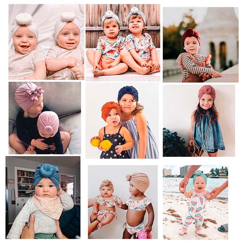 18 kleuren babyhoedjes voor meisjes, strikjes, tulbandhoedjes, babyfotografie-accessoires, katoenen kindermutsjes, babymutsjes en kinderhoedjes.