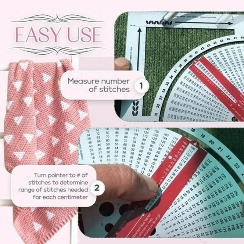 Convertisseur de jauge à tricoter-calculatrice de point de tricot et règle de cadre de comptage, outils de tricot pour le tricotage de chandail-Kn