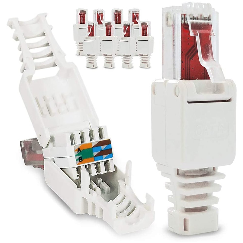 10 x nettverkskontakter verktøyfri  rj45 cat 6 lan utp kabel plugg uten verktøy cat 5 cat 7 installasjonskabel patchkabel