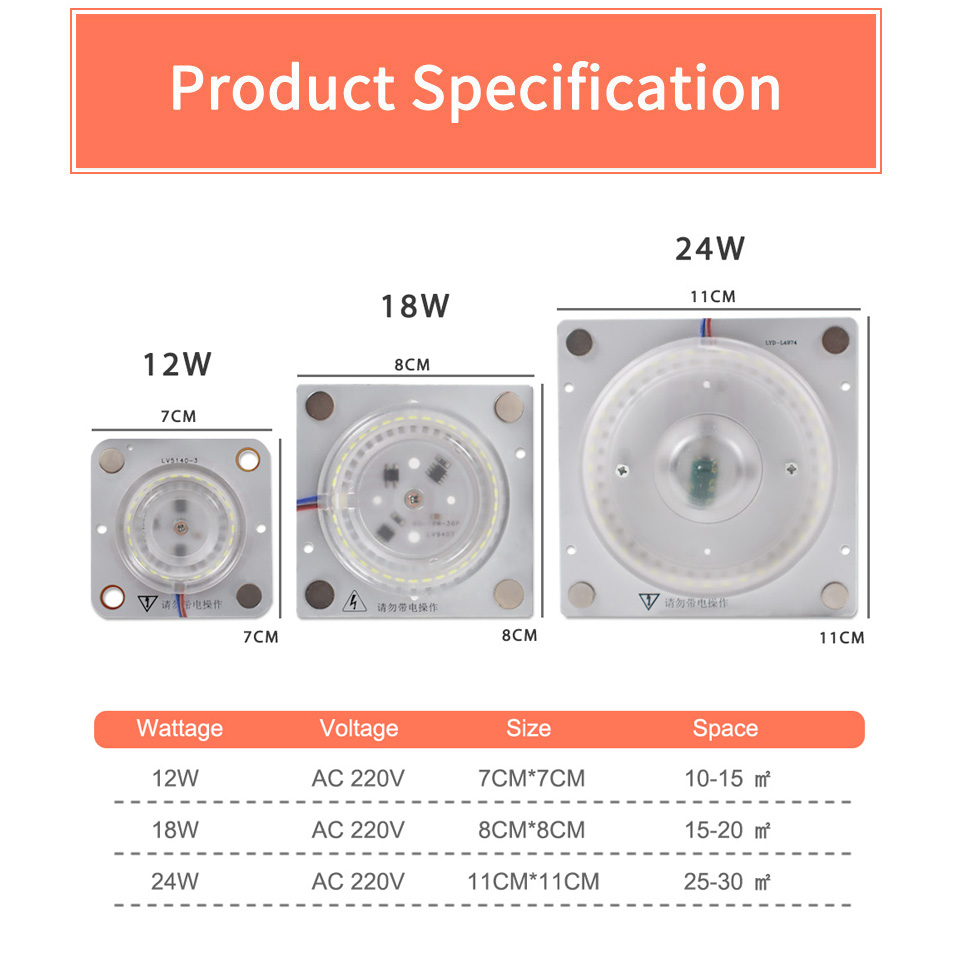 LED Module LED Panel Ceiling Light Lamp MINIModule Replace Accessory Magnetic Source Light Board Bulb Long Life 220V 12W 18W 24W