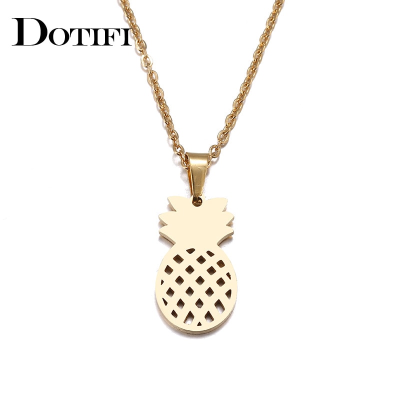 Dotifi Rvs Ketting Voor Vrouwen Minnaar Goud En Zilver Kleur Ananas Hanger Ketting Engagement Sieraden