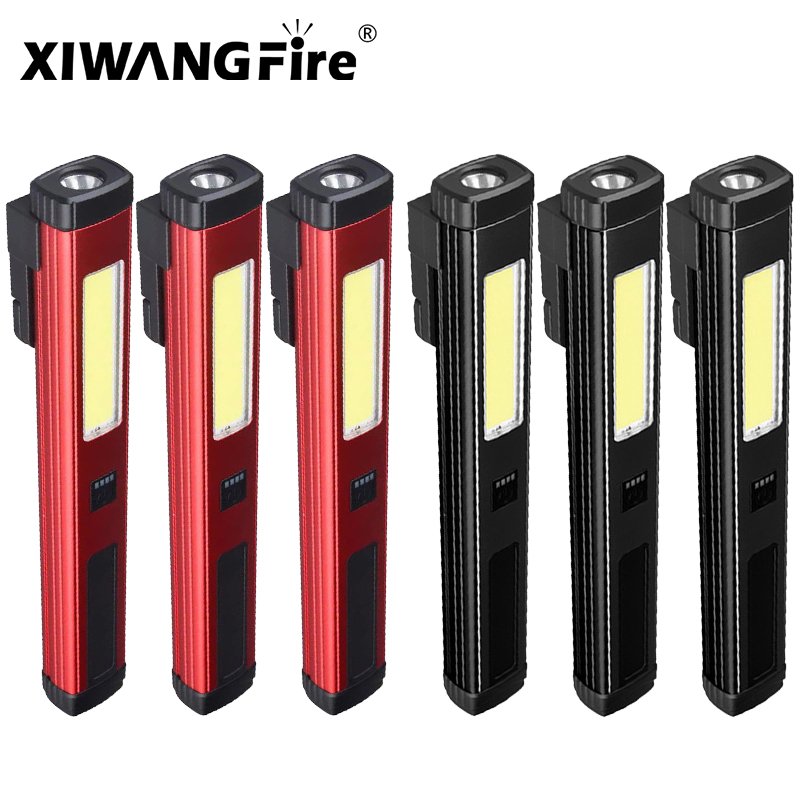 Mini tragbare LED-Stift lampe Kolben Seiten licht Boden Magnet Taschenlampe mit Stift Clip eingebaute Batterie Typ C wiederauf ladbare Arbeits lampe