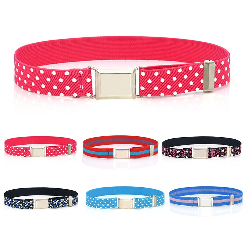 Justerbare børn unisex lærred bælter drenge piger elastisk bælte alu spænde longe 55 cmx 2.5cm