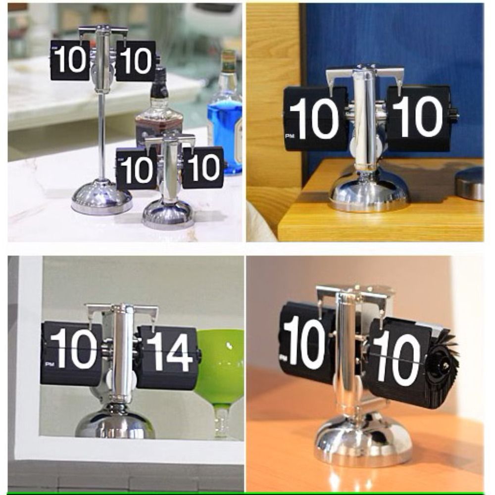 Minimalistische Flip Over Digitale Tafelklok Roestvrij Staal Enkele Voet Bureauklokken Automatische Schaal Auto Flip Clock Home