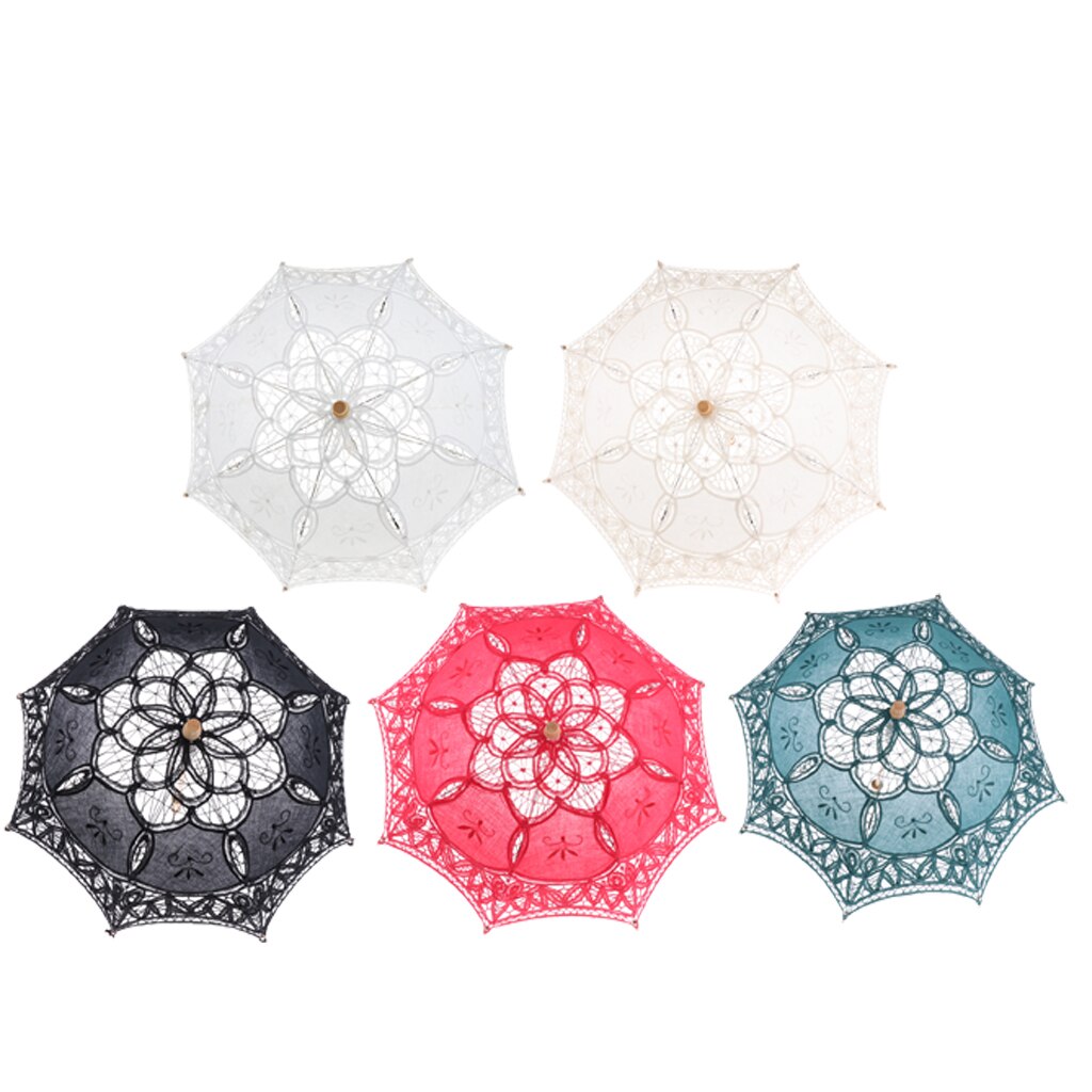 100% Handgemaakte Kant Parasol Parasol Wedding Bridal 23 Inch Kids Maat