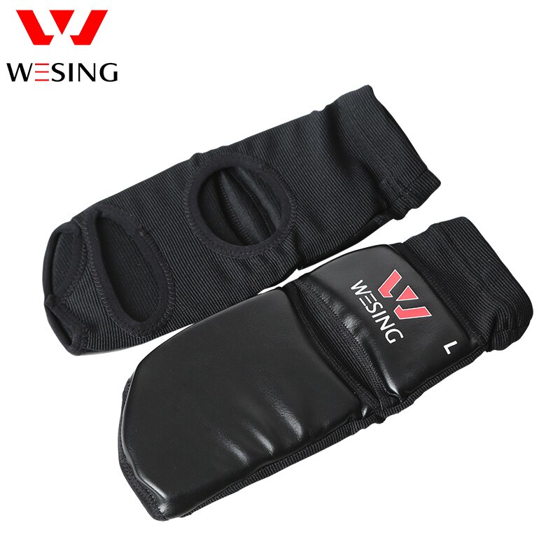 Wesing sanda wushu vristskydd muay thai fotledsskydd boxeo takawondo träningsfotstöd stor storlek mma: Svart / S