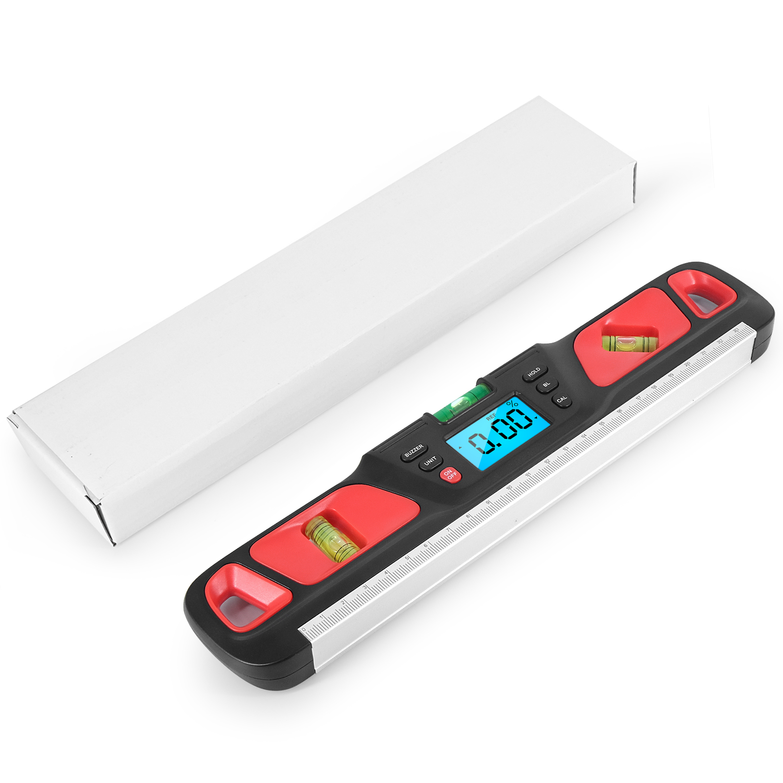 Digitale waterpas-inclinometer Horizontale schaalliniaal Elektronische LED-display Gradenboog Magnetische basis Meten Niveaumeter: Rood