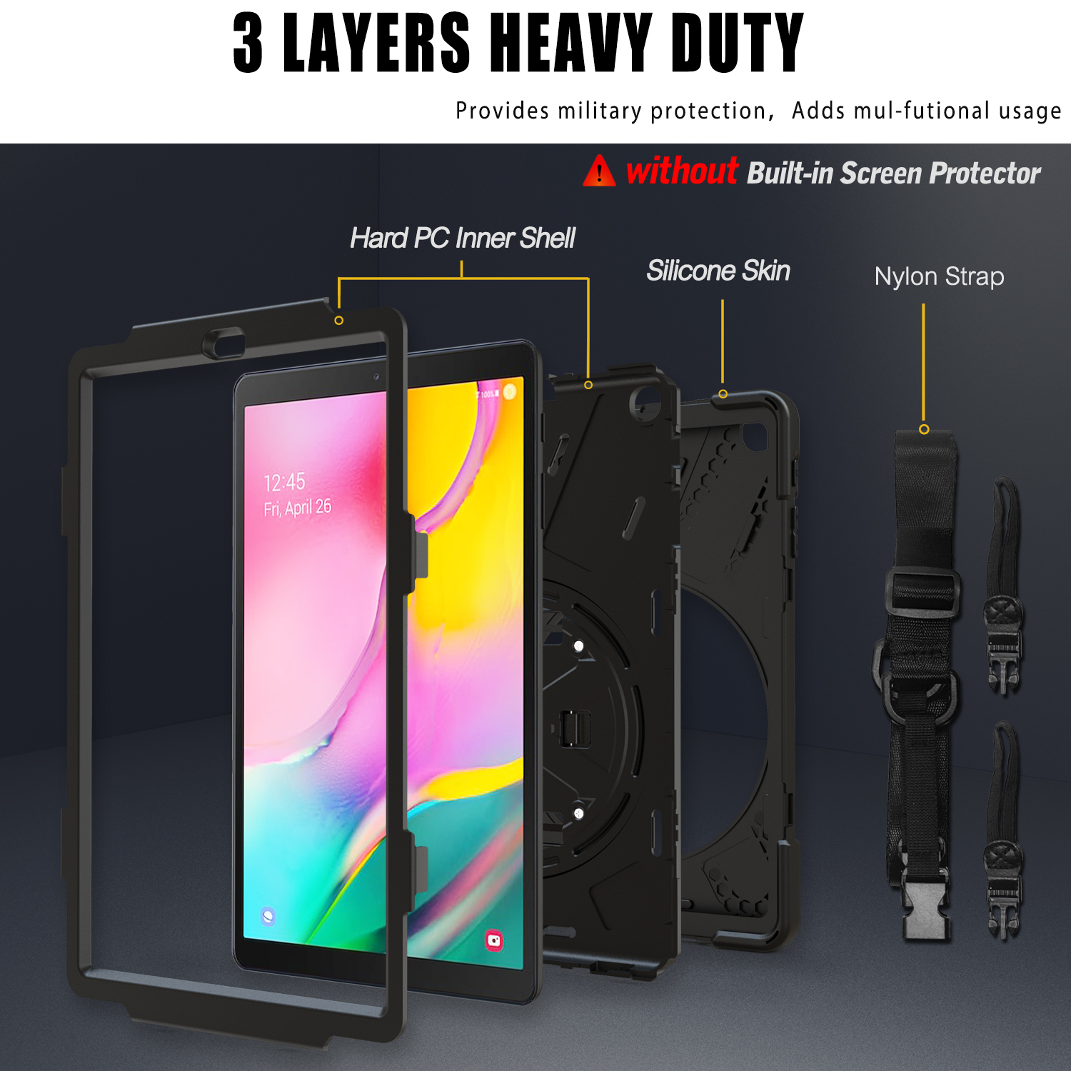 For Galaxy Tab A 10.1 Case, Shockproof High Impact Resistant Heavy Duty Armor Cover for Samsung Galaxy Tab A 10.1 T510 T515