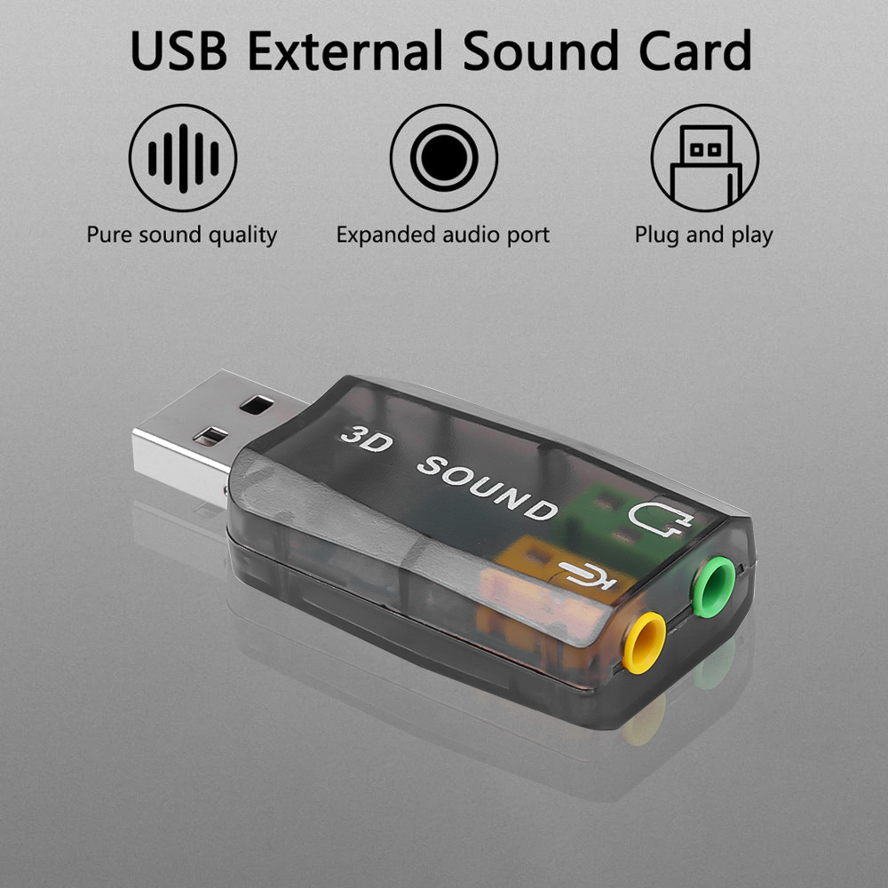 External USB Sound Card Mini Sound Card USB to 3.5mm Interface HiFi Stereo Audio Adapter for Speaker Laptop Headsets Windows 7 8