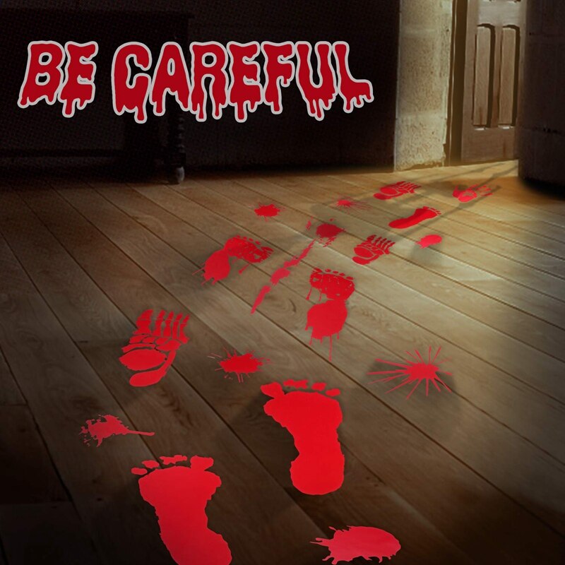 10 Models Bloody Halloween Decorations Window Stickers Horror Decals Bloody Handprint for Halloween Party Decorations