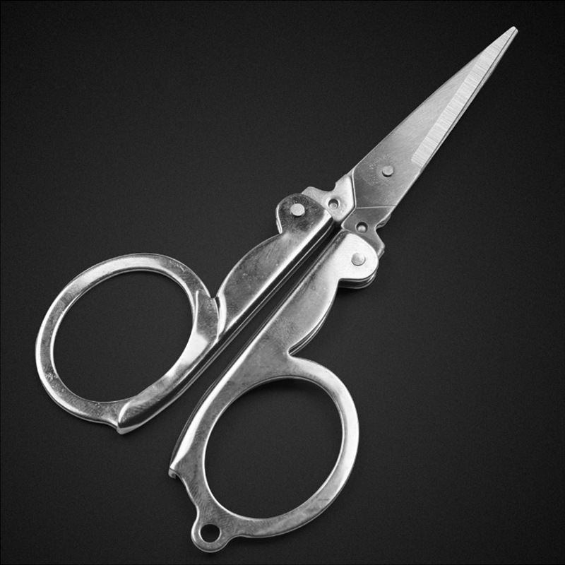 Stainless Steel Foldable Sissors Portable Student Handmade Crafts Scissors Stationery Office DIY School Supplies