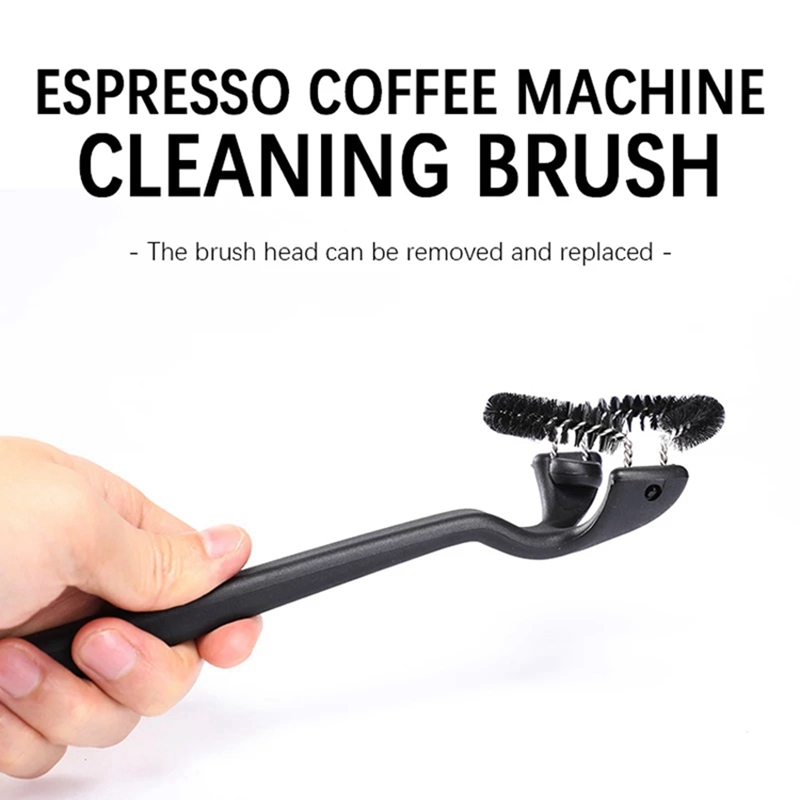 VIA CREMA Spazzola Per Pulizia Macchina Caffè Con Scopino In Legno - Pennello Professionale Per Portafiltro E Macinino