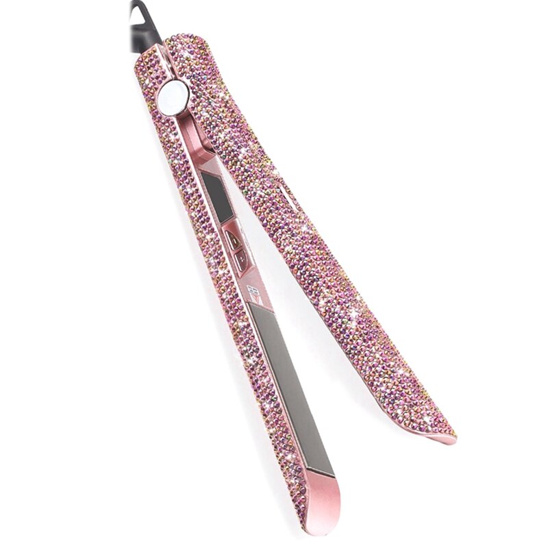 Eas-hair stijltang, handgemaakt, kristal diamant met lcd-scherm, fonkelende strass steentjes, titanium plaatijzer: Default Title