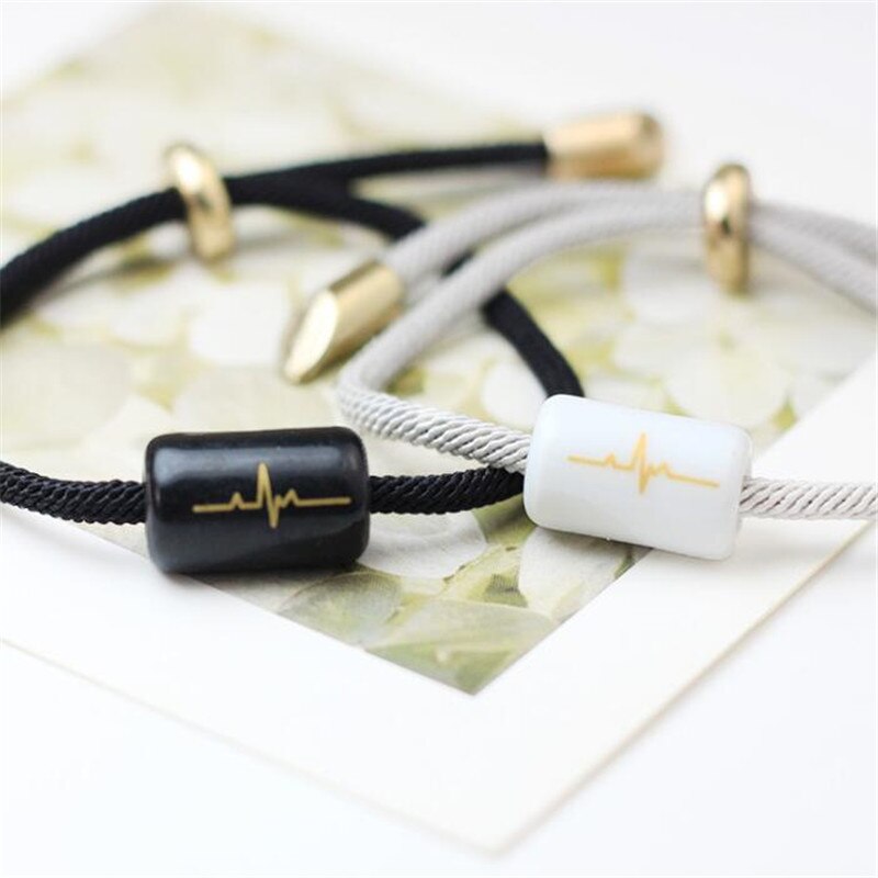 Pulsera de cuerda para mano de cerámica, latido del corazón ajustable, accesorios de joyería de , romántico para pareja
