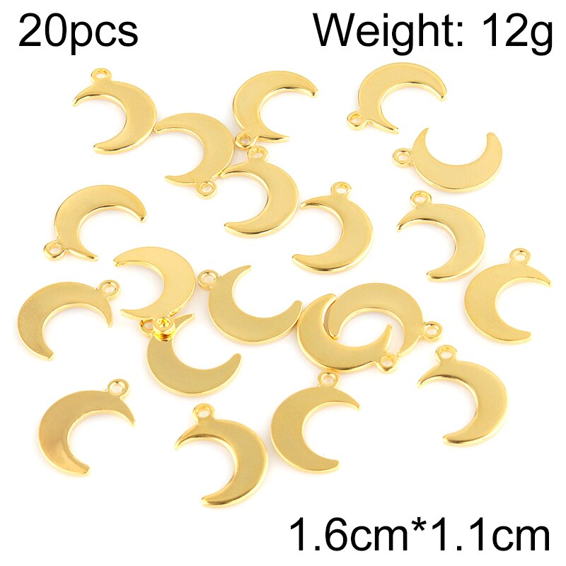 20 pçs/saco lua charme pingentes de aço inoxidável vários estilos de jóias de aço lua adequado para diy jóias fazendo hxd: D0070