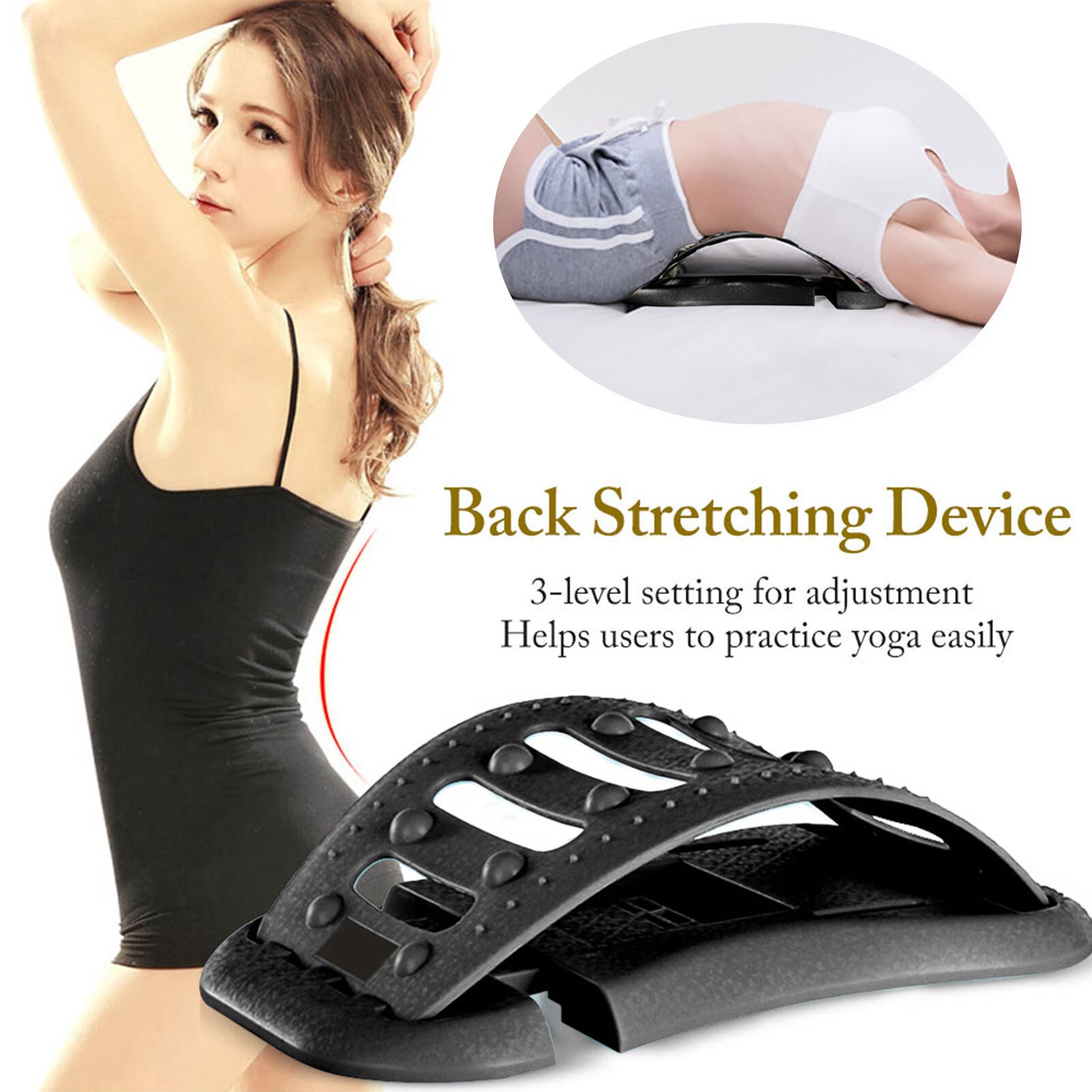 Back Stretching Device Lower Upper Back Lumber Support Stretcher Fitness Lumbar Support Relaxation Spine Pain Relief
