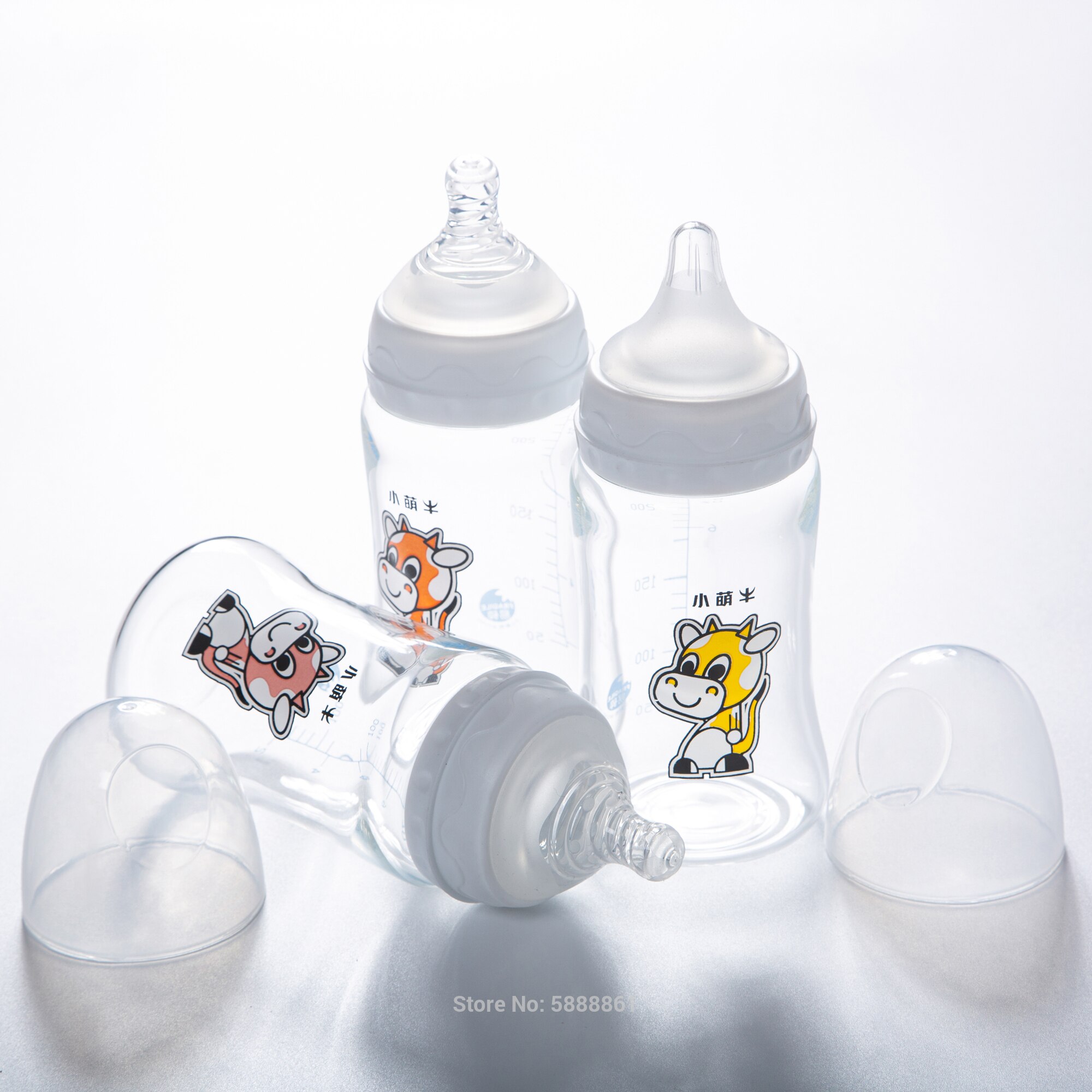 ChunEn-botella de leche de vidrio de borosilicato, sin BPA, boca ancha, 240ml