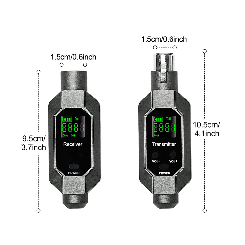 Wireless XLR Transmitter and Receiver Rechargeable Mic Adapter for Dynamic Microphone, Audio Mixer