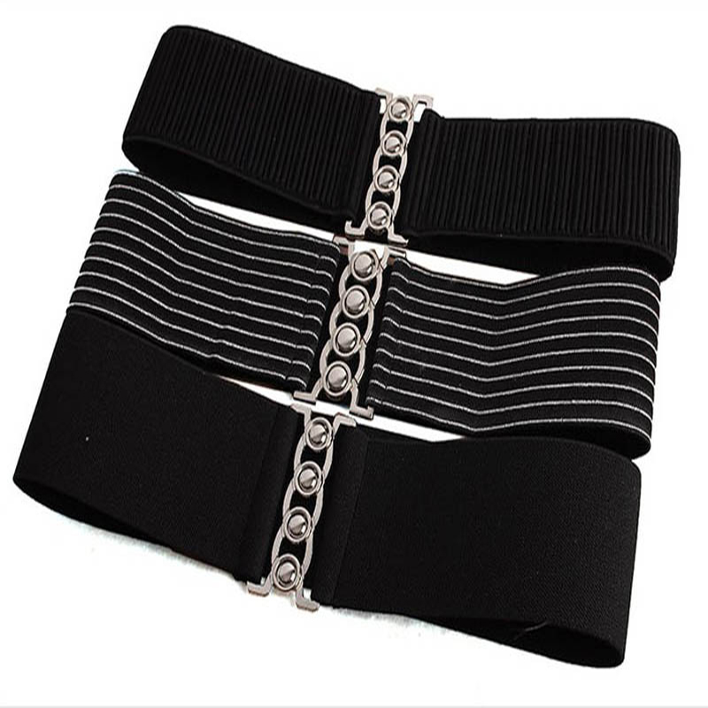 Curele elastice late elastice de lux pentru femei rochie cu cataramă metalică argintie curea din țesătură corset feminin accesorii de îmbrăcăminte