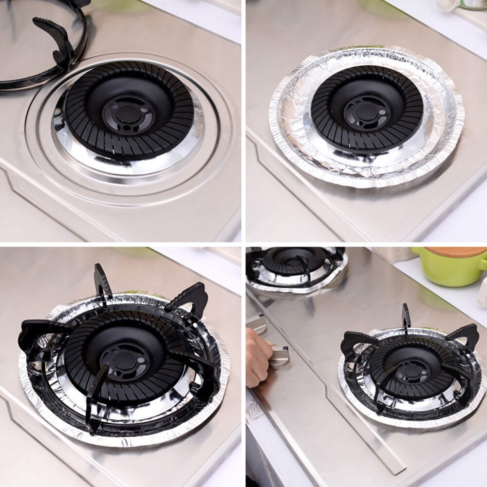 20pcs Kitchen Gas stove aluminum foil paper high temperature resistant gas stove gas stove foil oil-proof cleaning pad 20 pieces