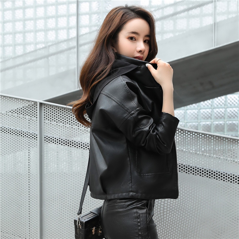 Aelegantmis Brand Hooded Jas Vrouwen Klassieke Faux Leren Jas Dames Hoodies Casual Losse Jas Plus Size