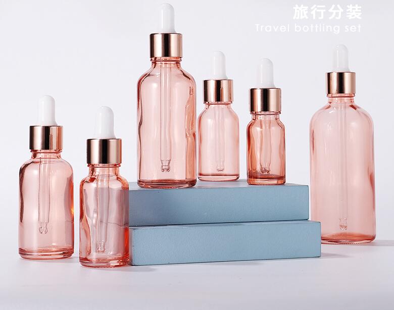5 stuks 5-100ml lege druppelflesjes roze etherische olie glazen aromatherapie vloeistof roségoud massage pipetflesjes hervulbaar