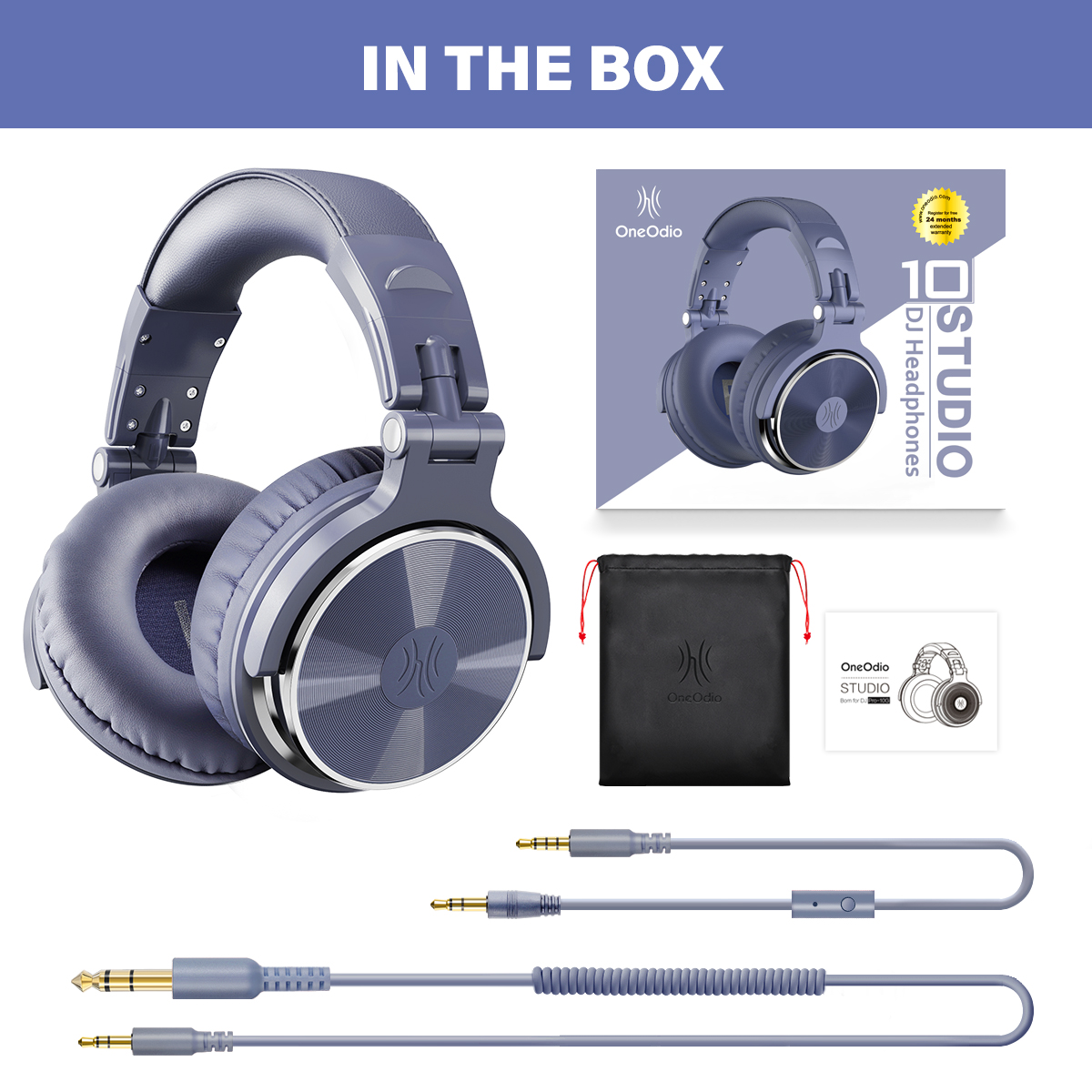 OneOdio Studio DJ filaire casque avec Microphone sur l'oreille HiFi moniteurs musique casque écouteur pour téléphone PC rose: Pro-10 Purple
