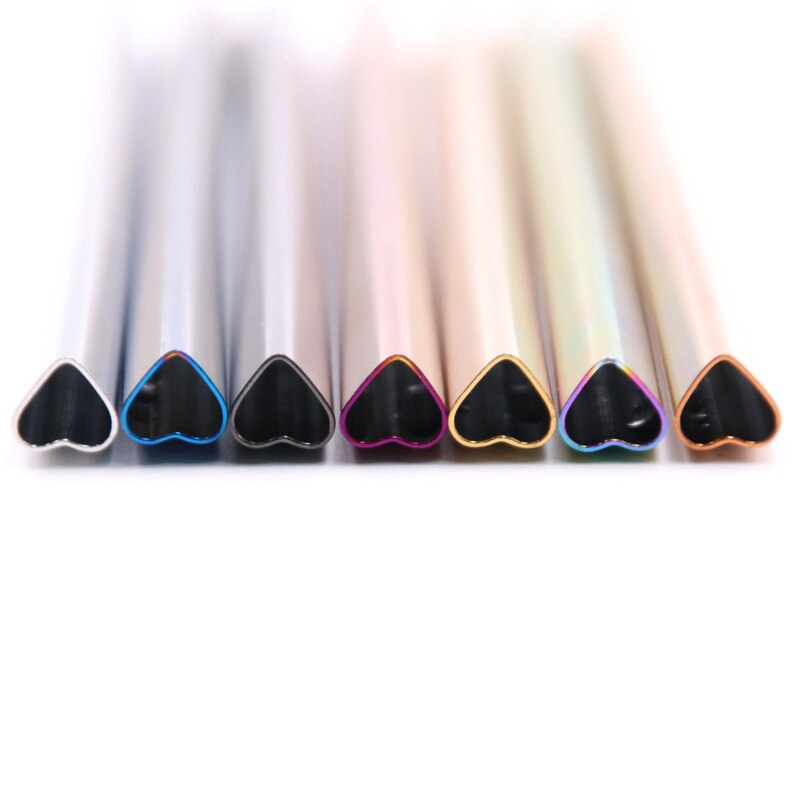 Rainbow Color Reusable Metal Straws Set With Cleaner Brush 304 Stainless Steel Drinking Straw Milk Drinkware Bar Party Accessory