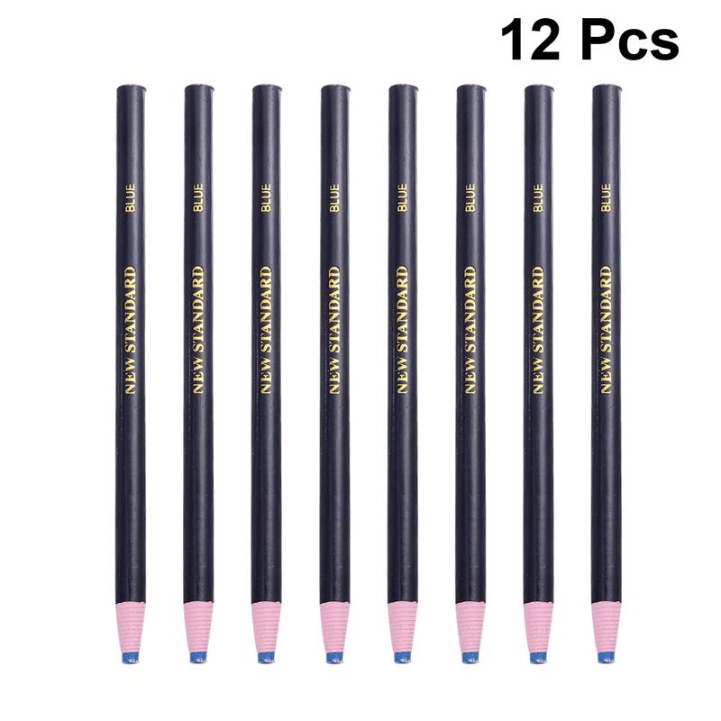 12 stücke schälen-aus Wachs Stift Einfach zu Entfernen Marker für Keramik Glas Tuch Metall Holz Leder Malerei Lieferungen schälen-aus Fett Bleistift: Blau