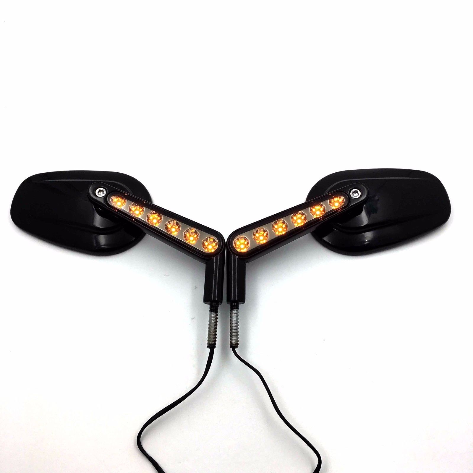 Rétroviseur Moto Paire Noir/Chrome Muscle LED Clignotants Lumière Moto Arrière rétroviseurs pour Harley V-ROD V TIGE VRSCF: Black