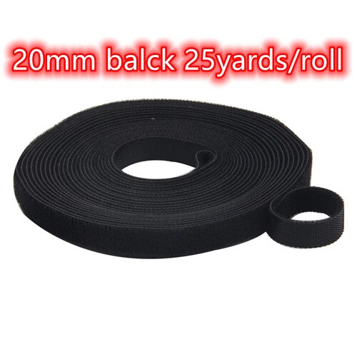 25/50Yards Sticker Tape 20Mm Nylon Adhesive Haken Loops Fastener Tape Terug Naar Zelf Naaien Craft diy Kabelbinders Accessoires: 20mm black 25yards