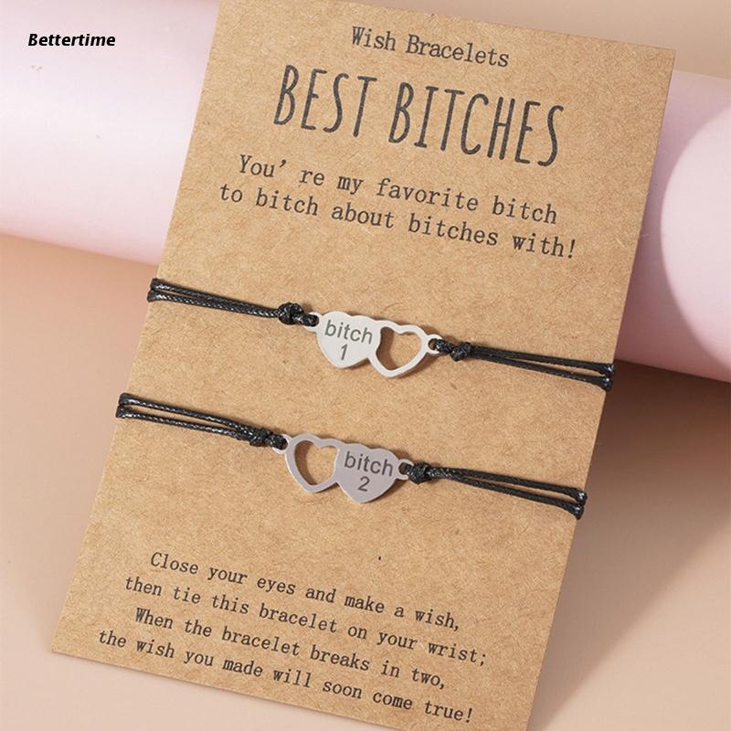 2 Teile/satz Passenden Herz Lange Abstand Armbänder Schwester Armbinde mit Karte kleiner Finger Versprechen Beziehung Armbinde für freund