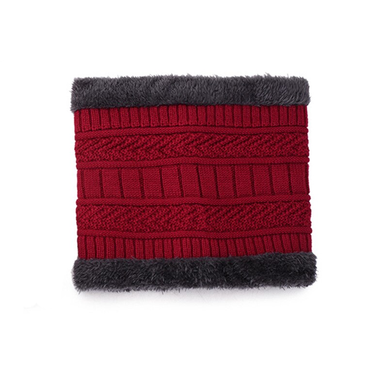 Mannen Dikke Winter Hoed, sjaal En Fluweel Warme Ski Muts Sjaal Pak Mannen Beanie Gehoorbescherming Hals Grote Maat Katoen Gezichtsmasker: Wine-2