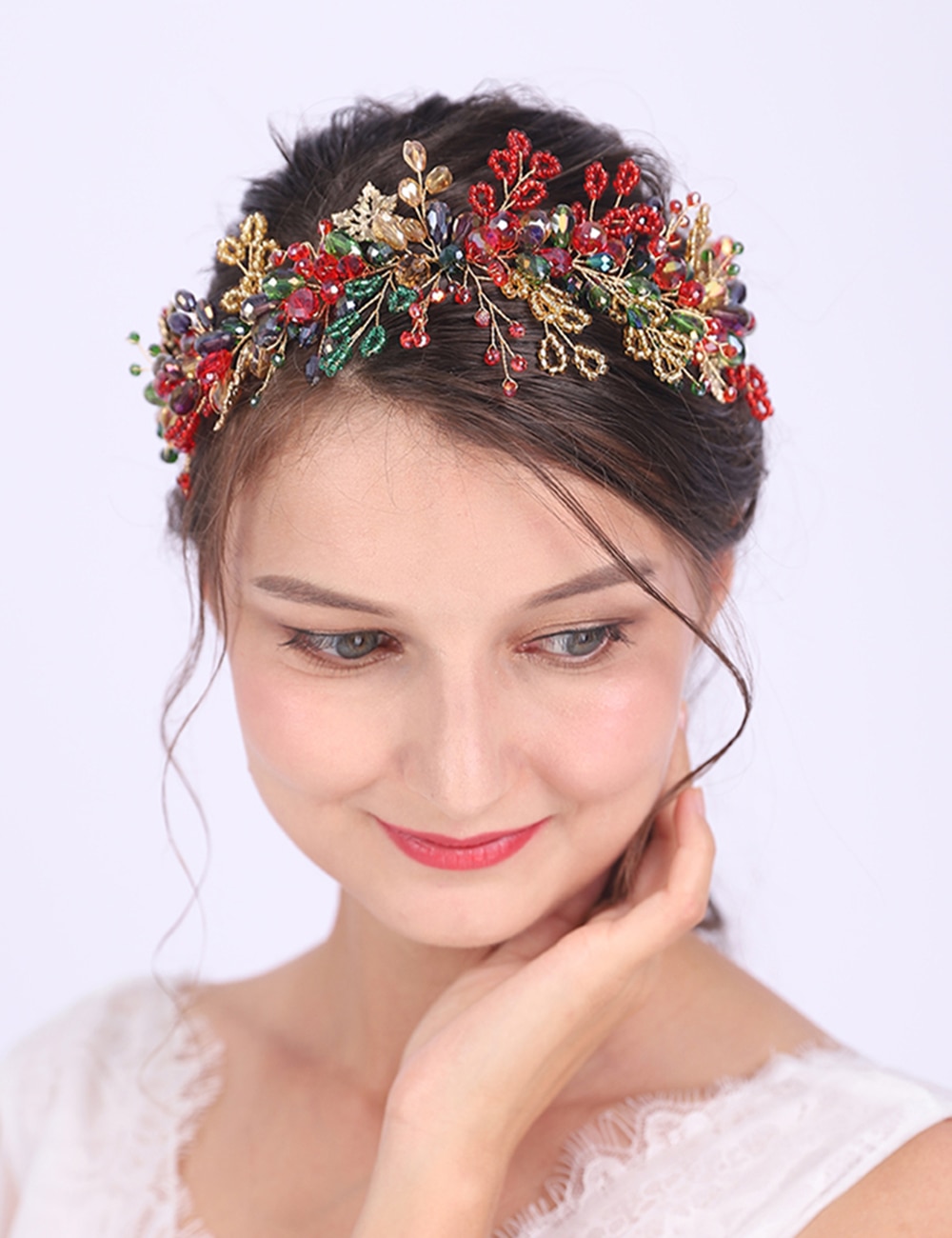 Coroa de flores brilhante de cristal boêmia, acessórios de cabelo de casamento, damas de honra, presente, arco de cabeça, ornamentos de banquete para mulheres