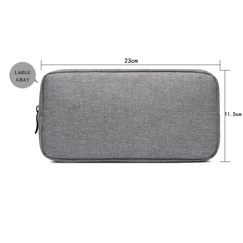 Neceser de viaje de un solo color, bolso grande para cosméticos, belleza, organizador de Cable, bolsa de aseo, estuche de almacenamiento para cosméticos: Gray Large