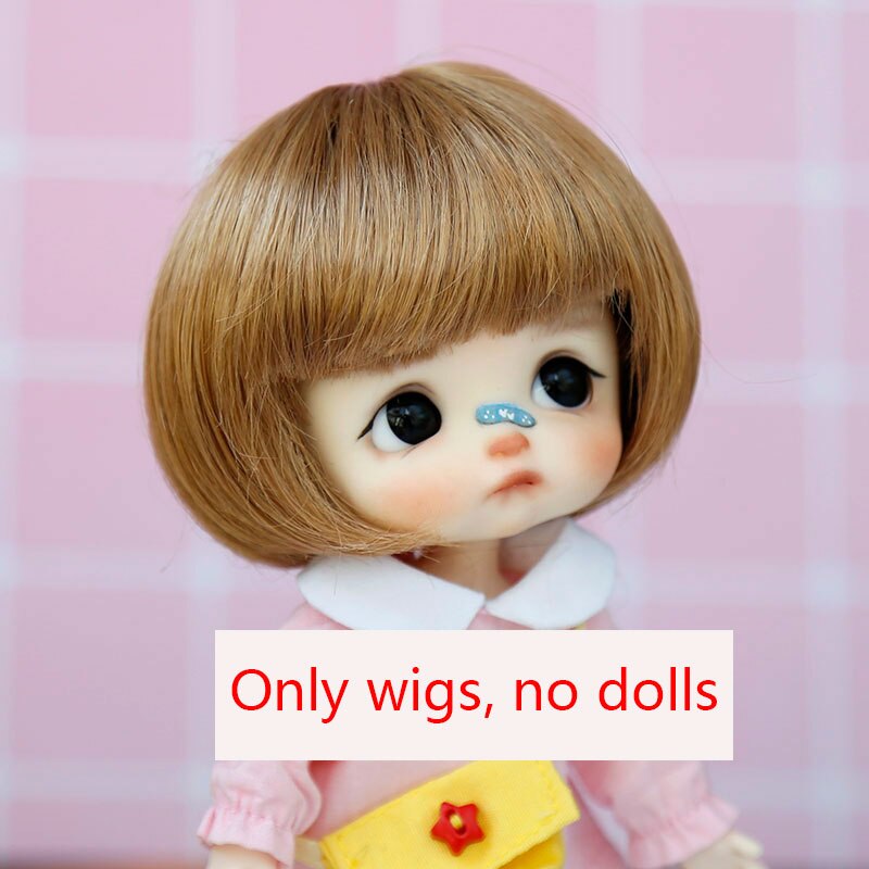 BJD doll wig 1/8 MSD YOSD DD wig pink Golden white Bangs Ponytail Long Curly Hair BOBO Short Hair Straight hair Wigs for doll: Wig only-256SM27