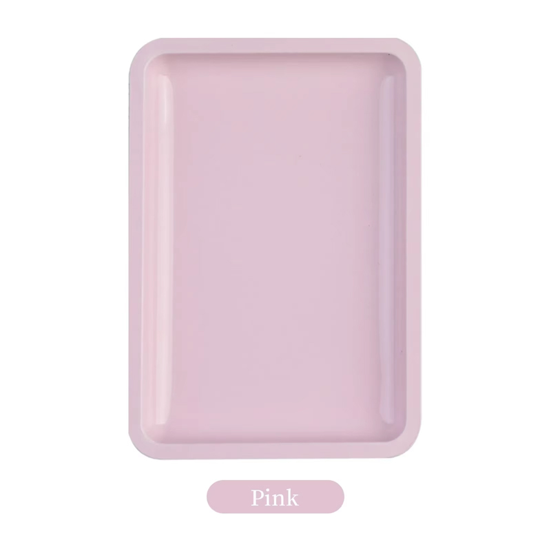 Bandeja de almacenamiento de cosméticos de acero inoxidable, placa para manicura, pinzas, cortaúñas, contenedor de bolígrafos, herramientas cuadradas para uñas postizas: Caqui oscuro