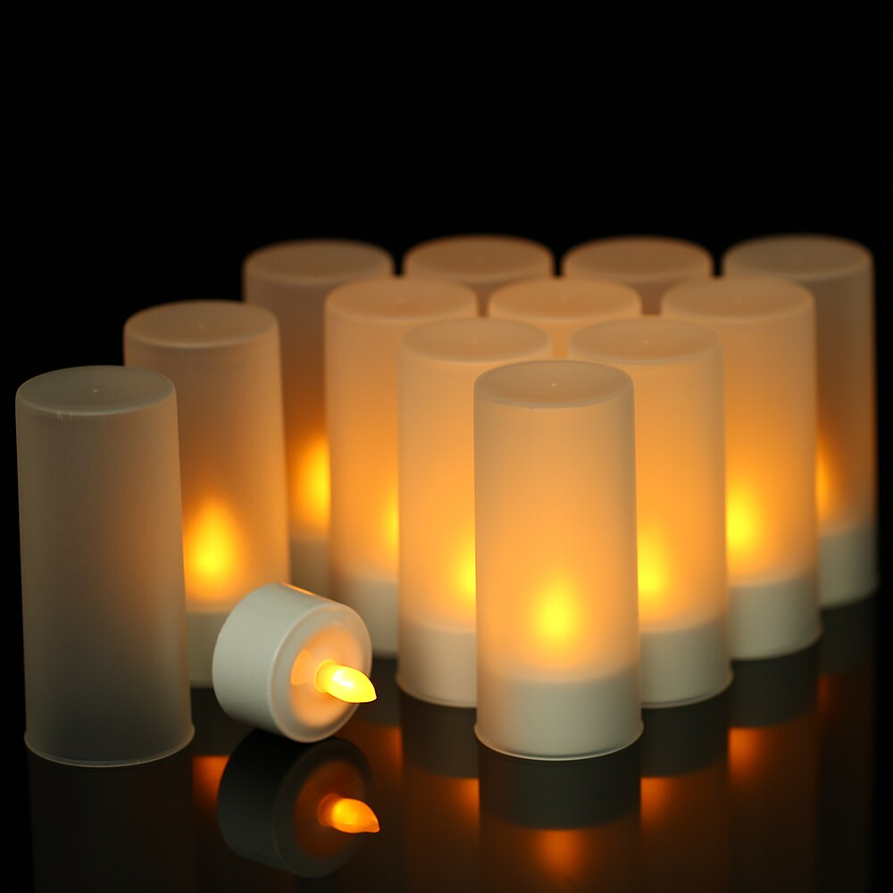 LED Kerzen USB Aufladbare LED Flackern Kerzen Flammenlose Kerzen mit Fernbedienung &Ampere; Ladung Basis LED Teelicht Kerzen