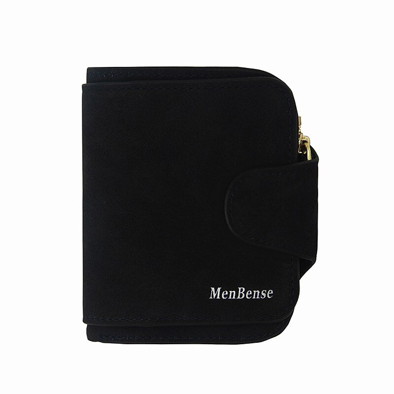 Lady Snap Fastener Zipper Short Clutch Wallet Solid Letter Small Female Purse Short Purse Vintage Matte Women Wallet: 002BLACK