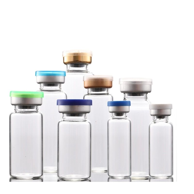 (100pcs) 1ml 2ml 5ml Vials with Rubber Stopper Flip Off Caps or Al Caps Glass Bottles
