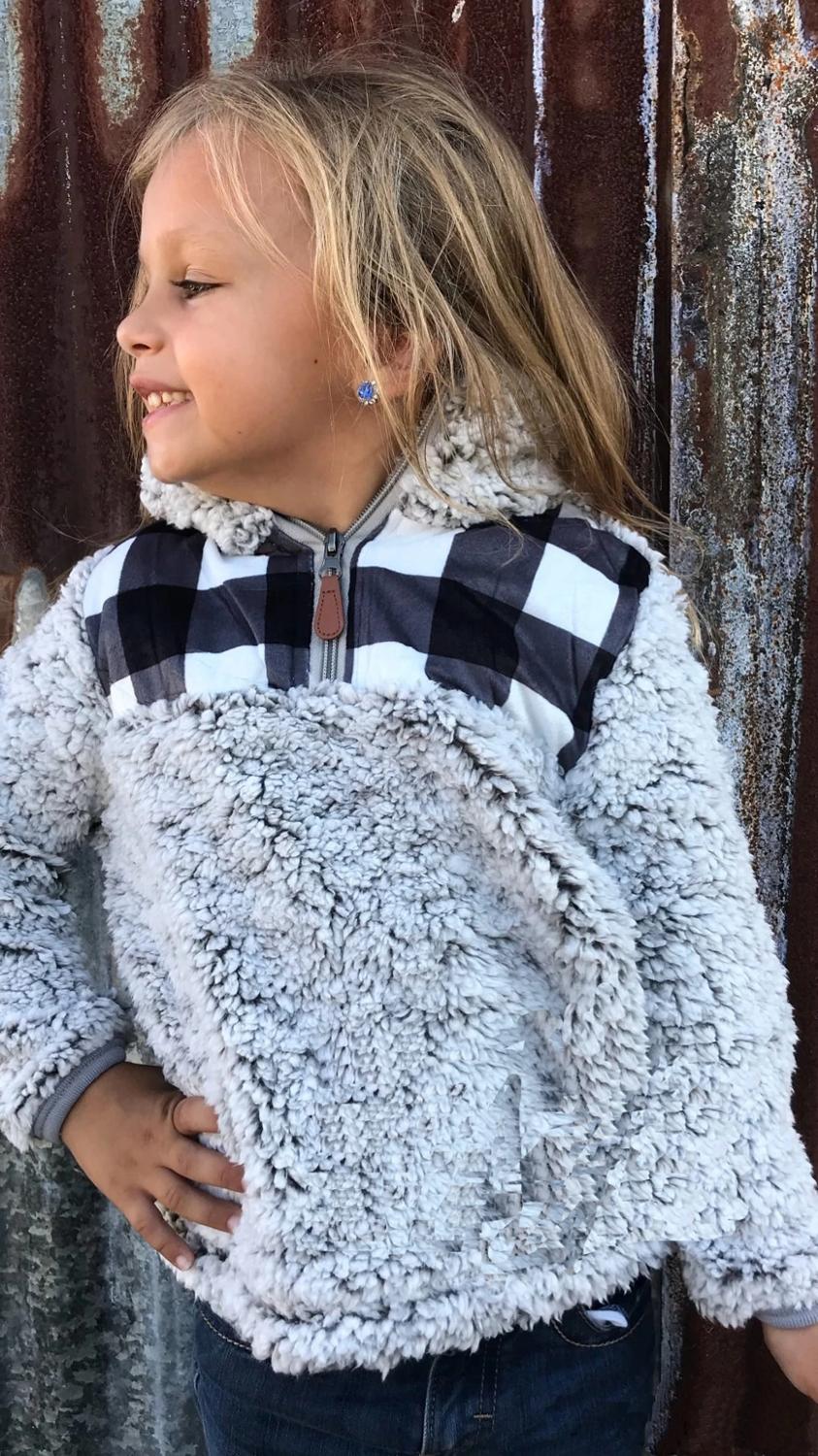Rts tts monogram leopard gepard bøffel plaid patch børn sherpa pullovere drenge og piger jakker fleece ungdoms pullover frakker