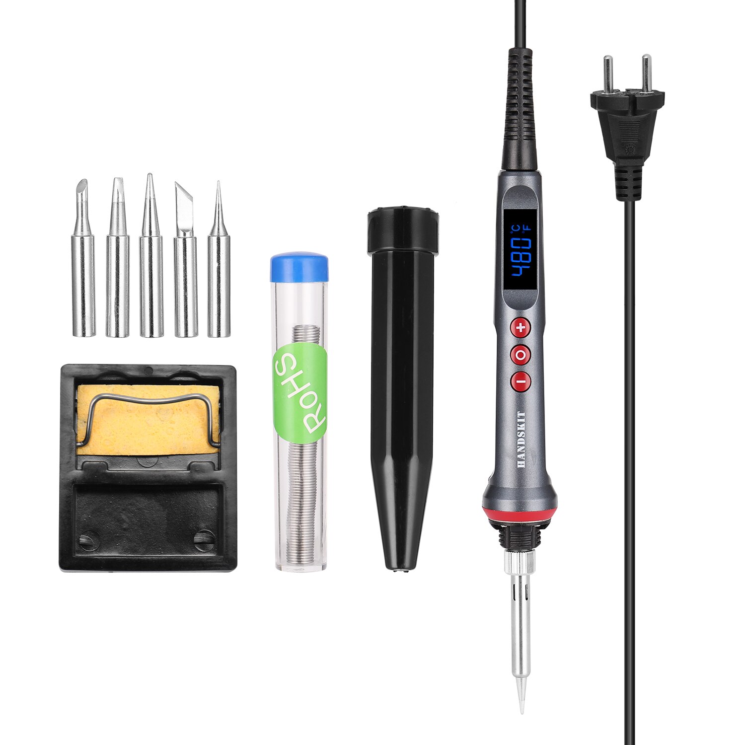 90W LED Digital Soldering Iron Set Adjustable Temperature Electric Soldering Iron 4 Wire Core Welding Tools with Automatic Sleep