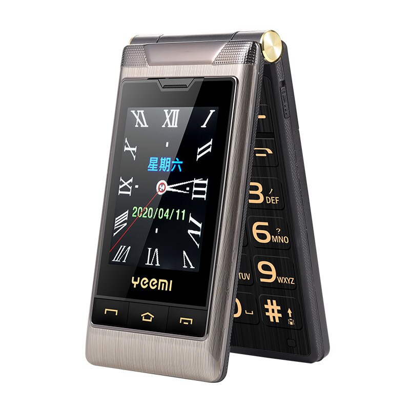 Yeemi G10-1 Dual Display Dual Sim 5900mAh Flip cellulare WCDMA 3G grande voce grande carattere borsa per cellulare in pelle regalo