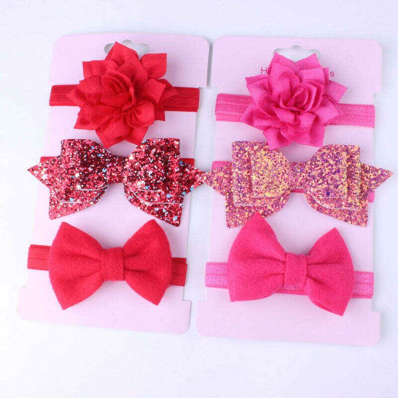 Baby Accessoires Hoofddeksels 3 Stks/set Schattige Baby Baby Meisjes Boog Hoofdband Elastische Haarband Photo Props