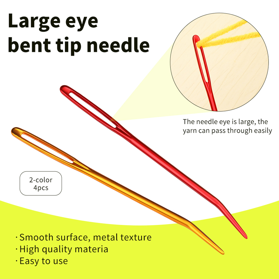 KRABALL Large Eye Blunt Yarn Needle Set Bent Tip Tapestry Needles for Yarn Hand Sewing and Knitting Crochet Tools Accessories