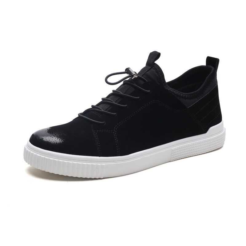 Mænd skateboard sko ruskind læder sneakers mænd efterår mænd sport lejligheder sko gåsko zapatillas de deporte: Sort / 8.5