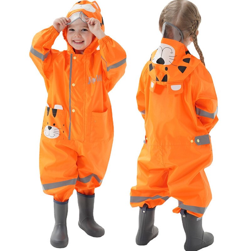 Kids Raincoat Cartoon Toddler Clothing Boys Hooded Jumpsuit For Infant Girls 1-10 Years Rainwear Children Rain Pants