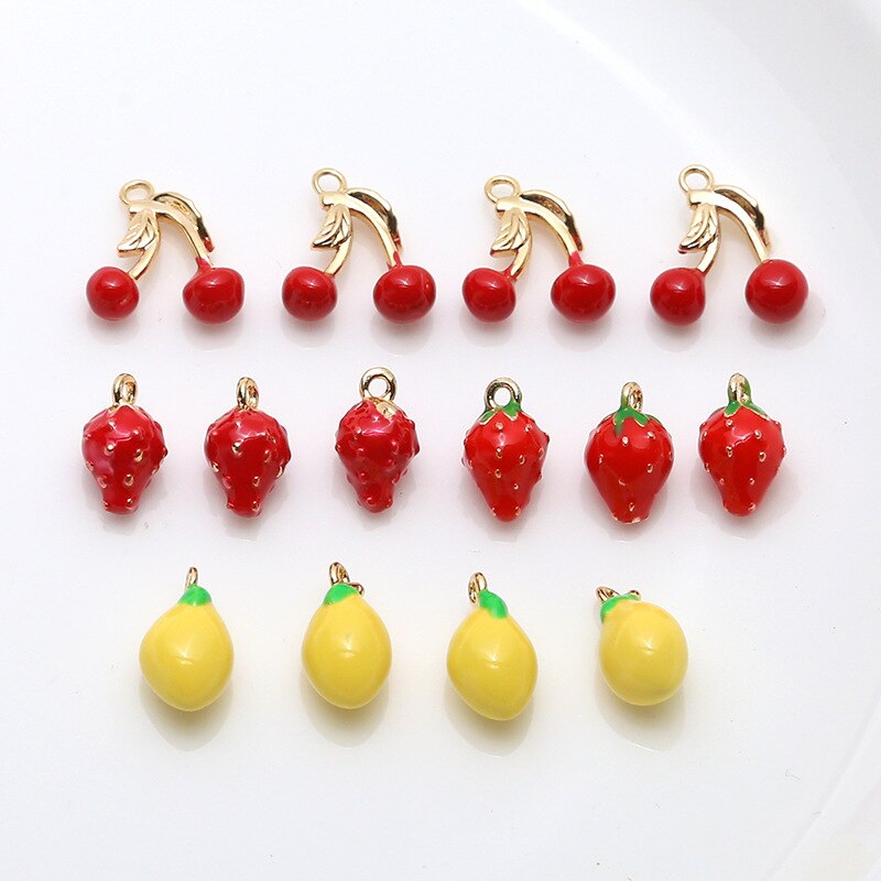 Zinc Alloy Enamel Charms 3D Fruit Durian Strawberr... – Grandado